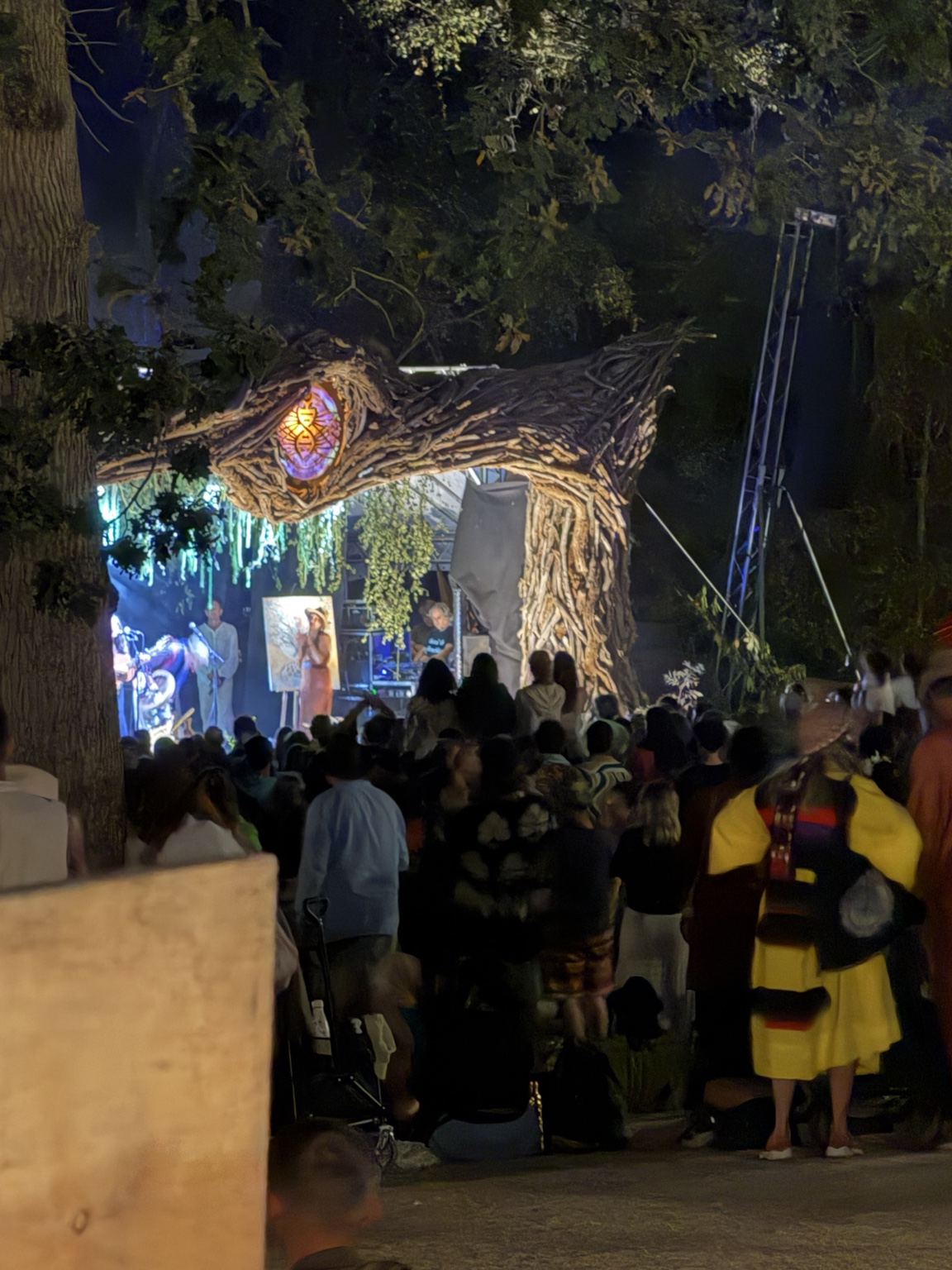 A live festival stage and audience